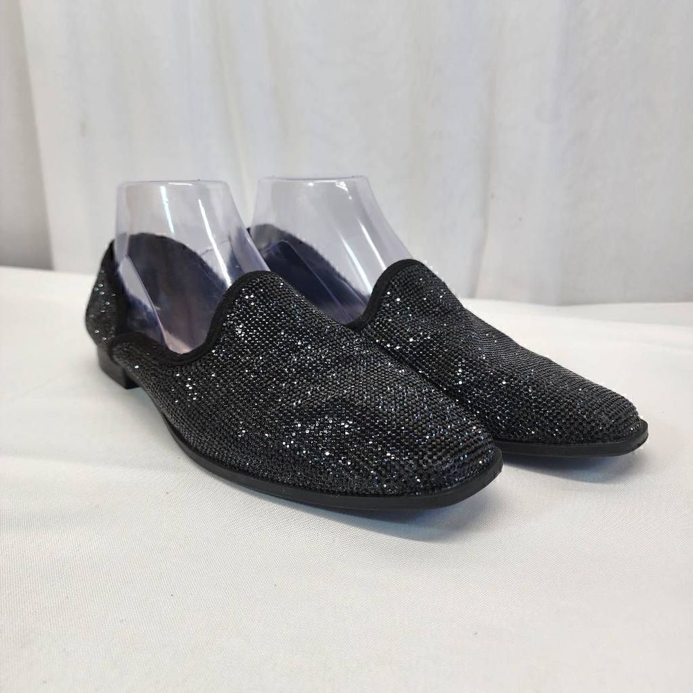Chelsea & Violet Black Rhinestone Flat Loafers Women's Size 8
